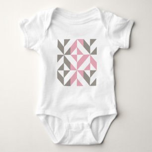 Body Para Bebê Framboesa rosa e ZigZag geométrica prateada