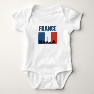Body Para Bebê França Viagem - Paris City Skyline French Flag
