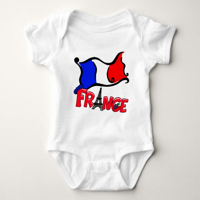 Body Para Bebê France com produtos da bandeira (Frente)