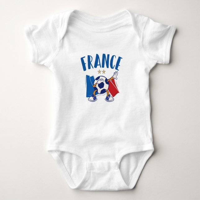 Body Para Bebê France Dabbing Soccer Ball Flag 2 stars (Frente)