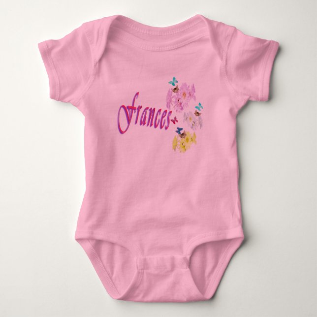 Body Para Bebê Frances, Nome Com Gatinhos, Bodysuit De Bebê (Frente)