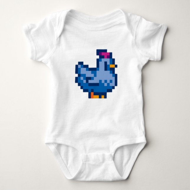 Body Para Bebê Frango Azul do Vale do Stardew (Frente)