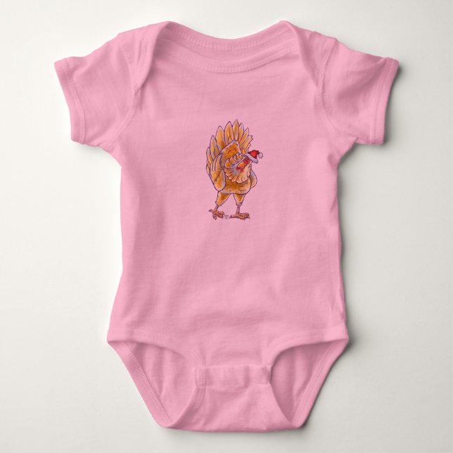 Body Para Bebê Frango de Natal (Frente)