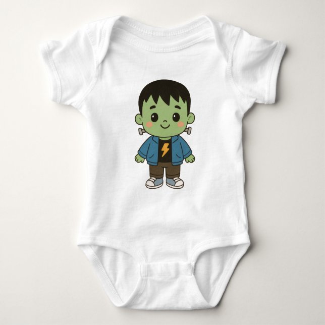 Body Para Bebê Frankie Sparks “Little Monster” Halloween Bodysuit (Frente)