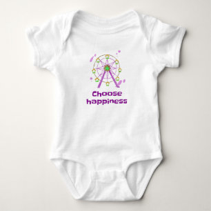 Body Para Bebê Frase da Roda da Fortuna Rosa Roxa Feliz
