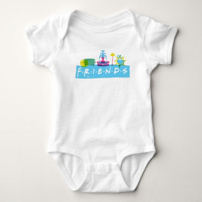Body Para Bebê FRIENDS™ | Logotipo com Ícones (Frente)