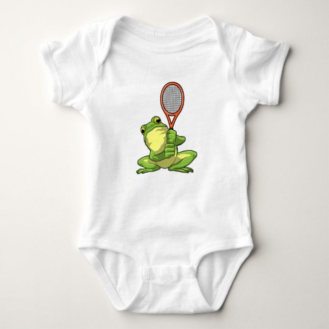 Body Para Bebê Frog at Tennis with Tennis racket (Frente)