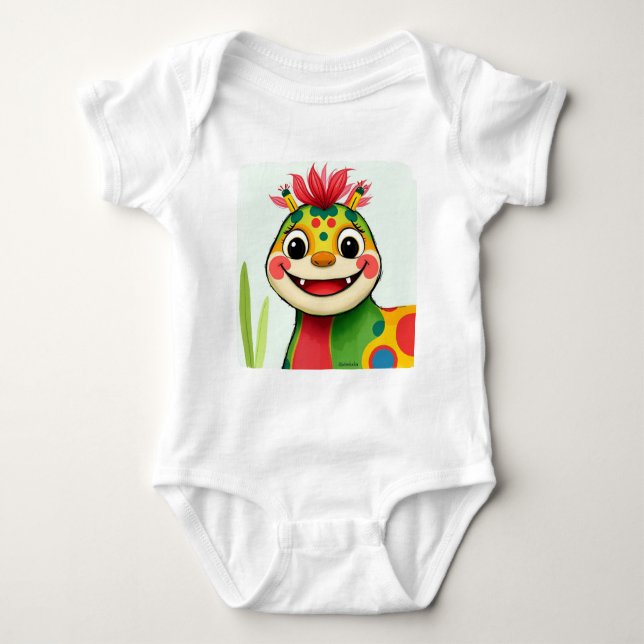Body Para Bebê „Fröhlicher Dschungeldrache – Bunt und Glücklich“ (Frente)