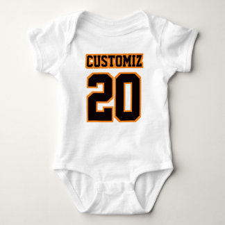 Body Para Bebê Front WHITE BLACK ORANGE Bodycase Futebol Jersey