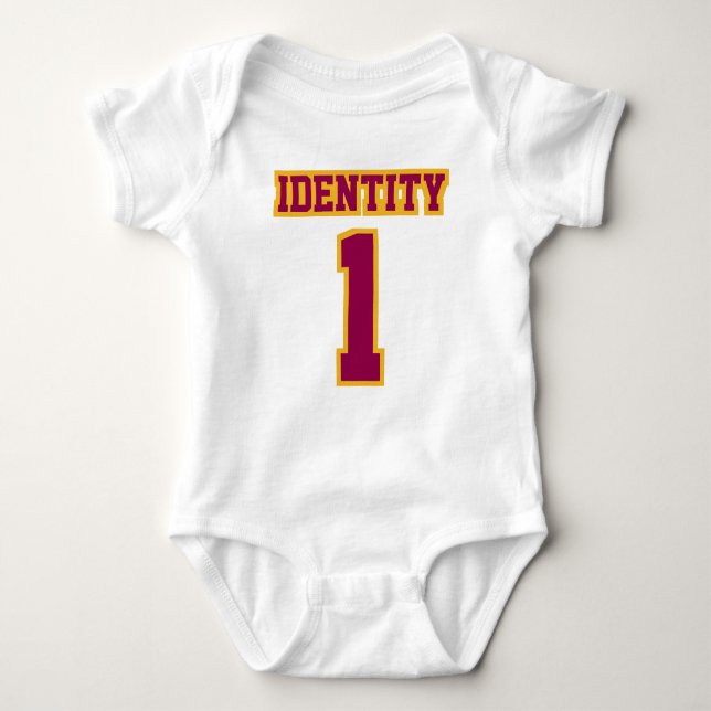 Body Para Bebê Front WHITE BURGUNDY DOURADO Romper Football Jerse (Frente)