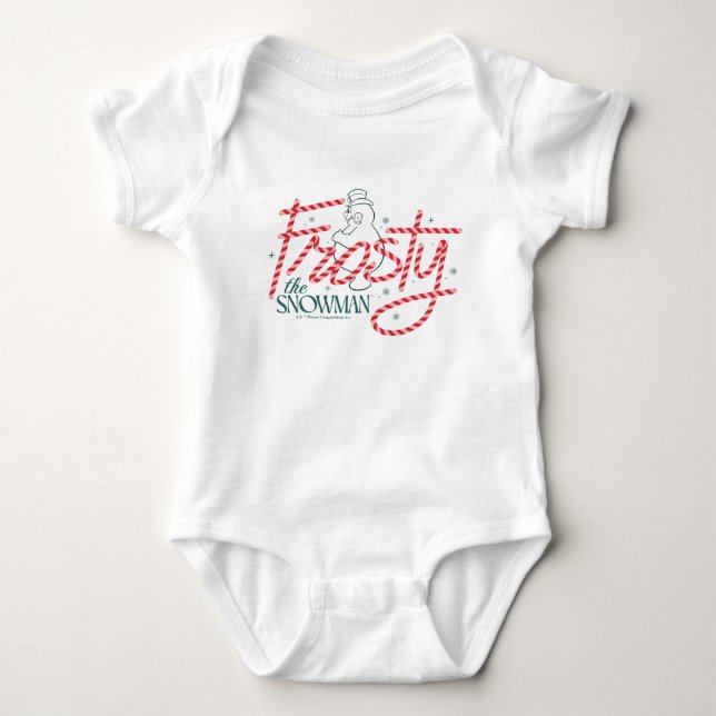 Body Para Bebê Frosty the Snowman Candy Cane Logo (Frente)