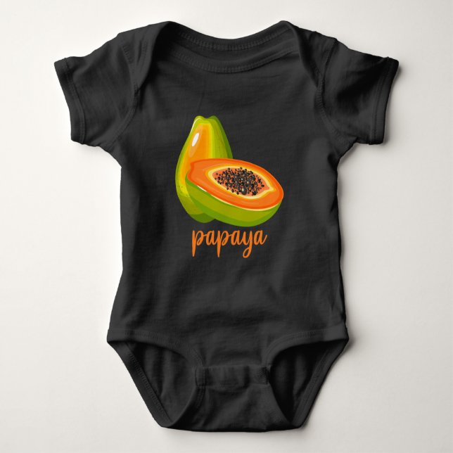 Body Para Bebê Fruta de Verão de Papaya Lover Vegan (Frente)