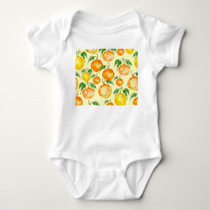 Body Para Bebê Frutas de citros de aquarela, padrão tropical.