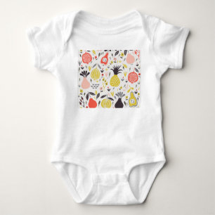 Body Para Bebê Frutas, flores: padrão sem costura.
