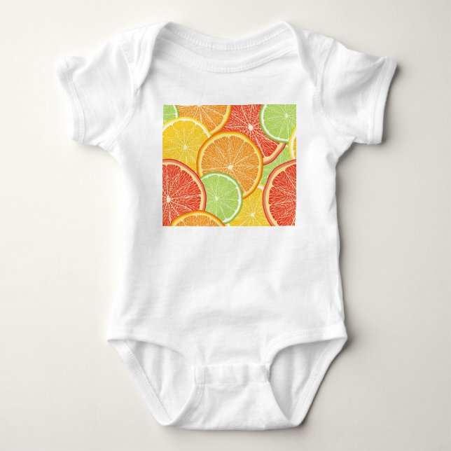 Body Para Bebê Fundo de toranja e abstrato laranja. (Frente)