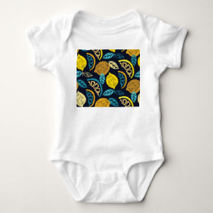 Body Para Bebê Fundo do Padrão de Doodle de Limão Citrus