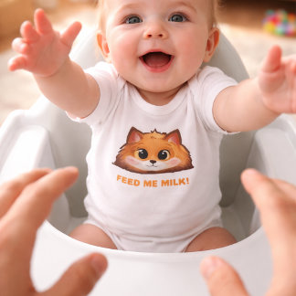 Body Para Bebê Funniest "FEED ME MILK!" Fox Baby Bodysuit