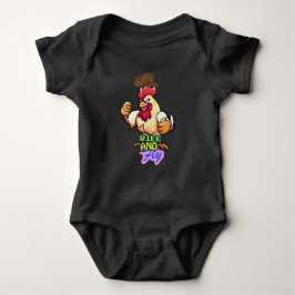 Body Para Bebê Funny Chicken Rise and Fly” T-Shirt
