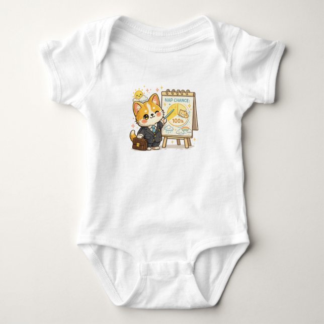 Body Para Bebê Funny Corgi Weather Nap Chance (Frente)