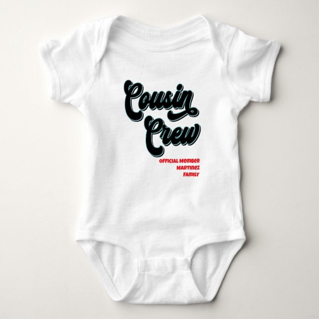 Body Para Bebê Funny Cousin Crew Official Family Reunion (Frente)