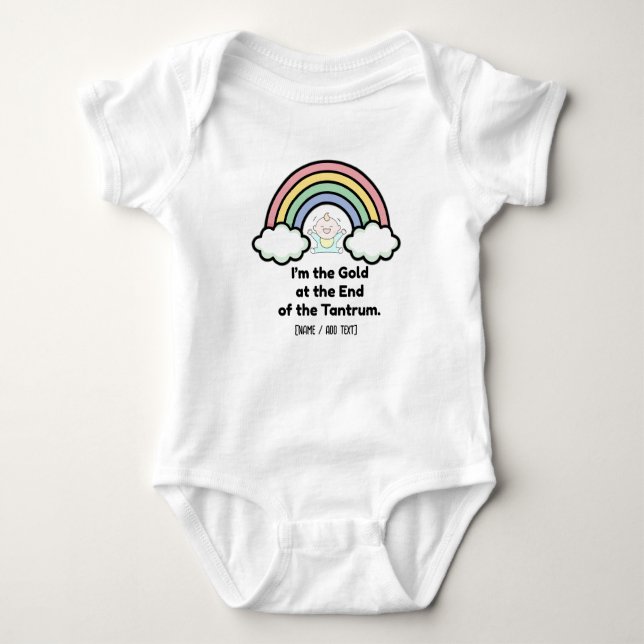 Body Para Bebê Funny "Gold at the End of the Tantrum" Rainbow (Frente)