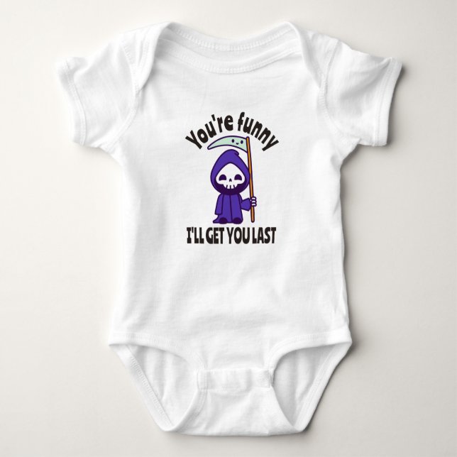 Body Para Bebê Funny Grim Reaper Skeleton Halloween Costume (Frente)