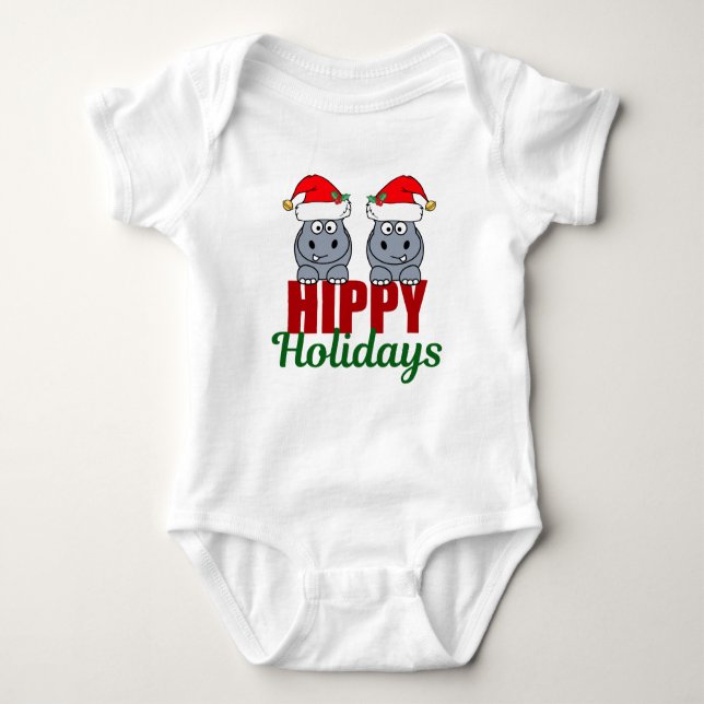 Body Para Bebê Funny Hippo Christmas Pun (Frente)