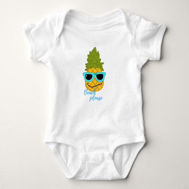 Body Para Bebê Funny Pineapple Chilling With Summer Sunglasses    (Frente)