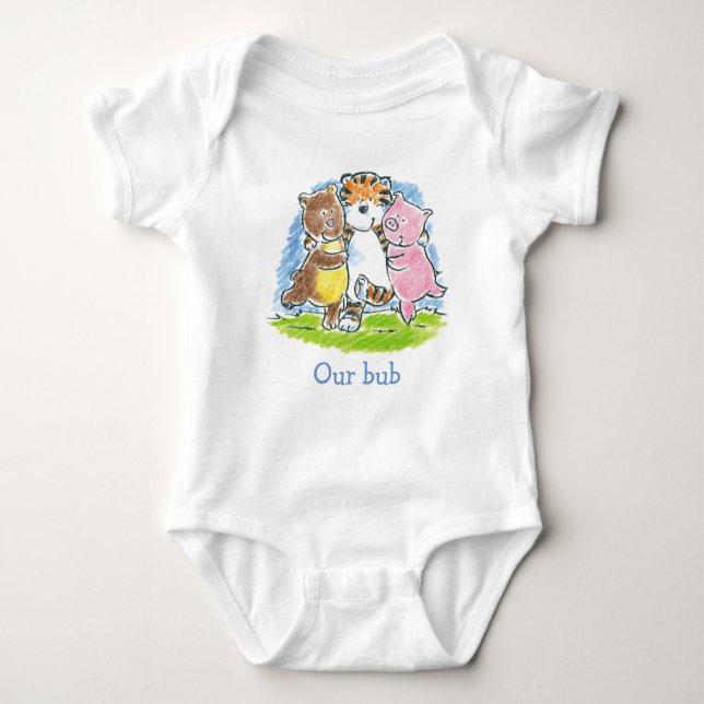 Body Para Bebê Furry Friends Trio Onsie (Frente)