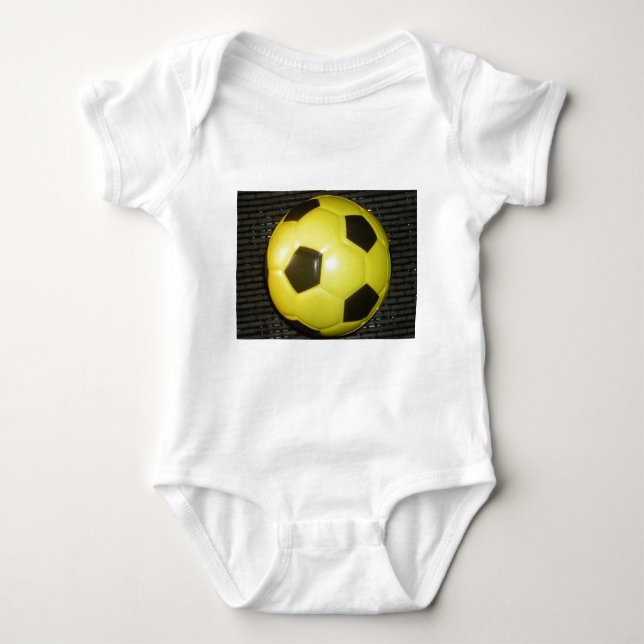 Body Para Bebê Futebol amarelo e preto. (Frente)