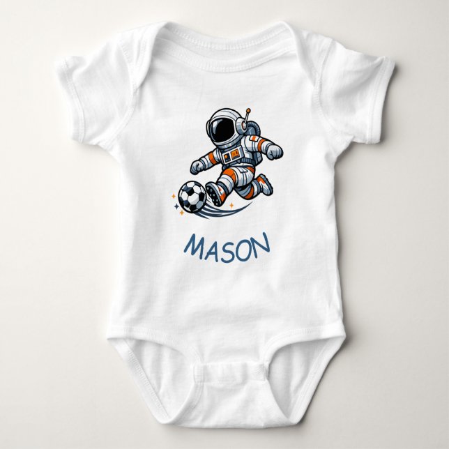 Body Para Bebê Futebol de Astronauta (Frente)