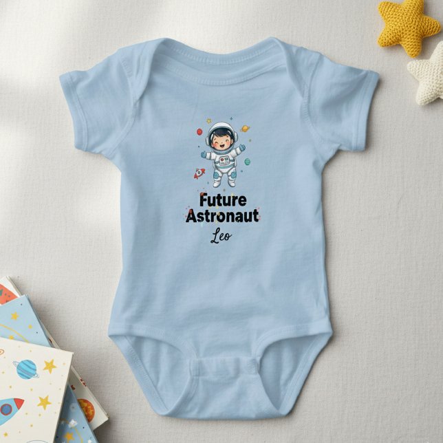Body Para Bebê Future Astronaut  Personalized Light Blue  Bodysui (Criador carregado)