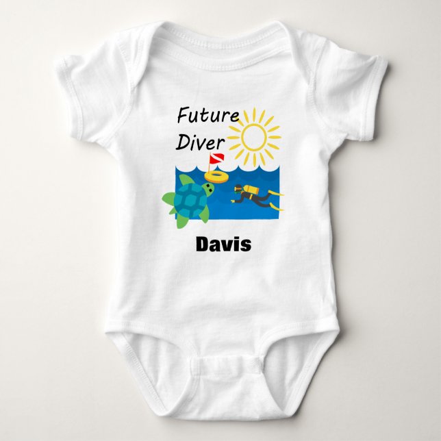 Body Para Bebê Future Diver Design - Bebê Jersey - Bodô (Frente)