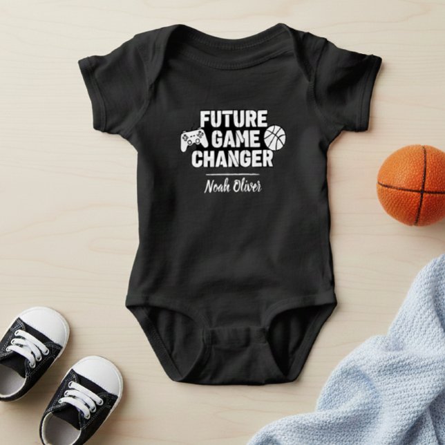 Body Para Bebê Future Game Changer  Personalized Black Bodysuit (Criador carregado)