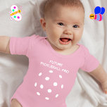 Body Para Bebê Future Pickleball PRO pink<br><div class="desc">Super funny bodysuit for any pickleballer addict parents. Great as a gift for a baby of someone who plays pickleball. White pickleball holes on lovely pastel pink fabric</div>