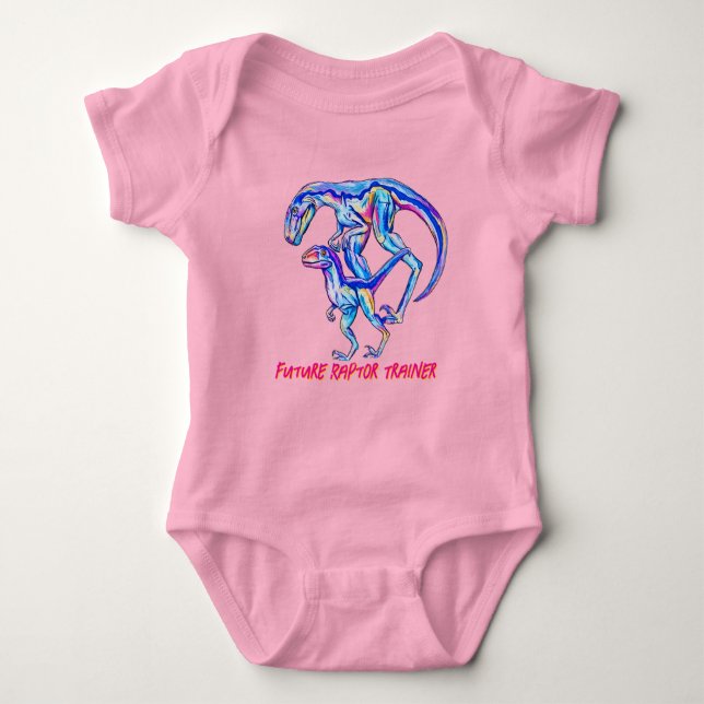Body Para Bebê Future Raptor Trainer Velociraptor baby bodysuit (Frente)