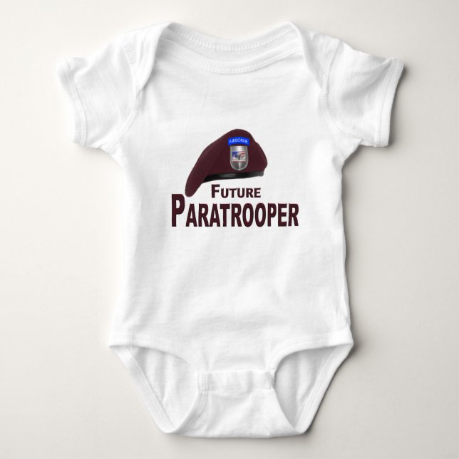 Body Para Bebê Futuro Adoravelmente Bonito, Paratrooper Beret Bab (Frente)