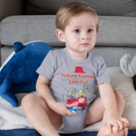 Body Para Bebê Futuro Bombeiro Como o Papai Desenhado à Mão