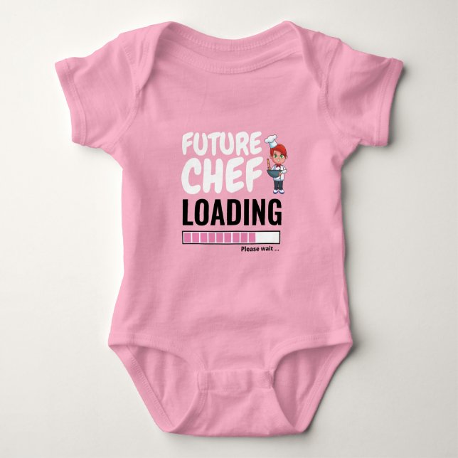 Body Para Bebê Futuro Chef Carregando Rosa Engraçado Torne Sua Pr (Frente)