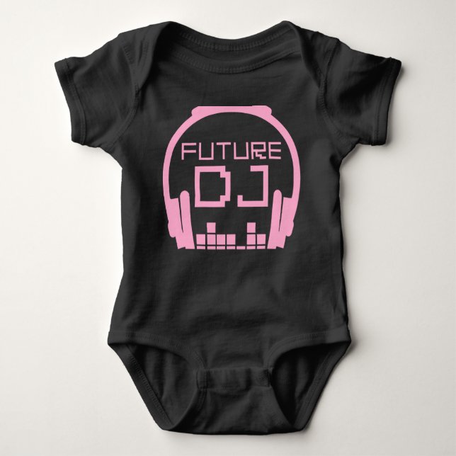 Body Para Bebê Futuro DJ Baby Girl Deejem Disco Jockey Rosa (Frente)