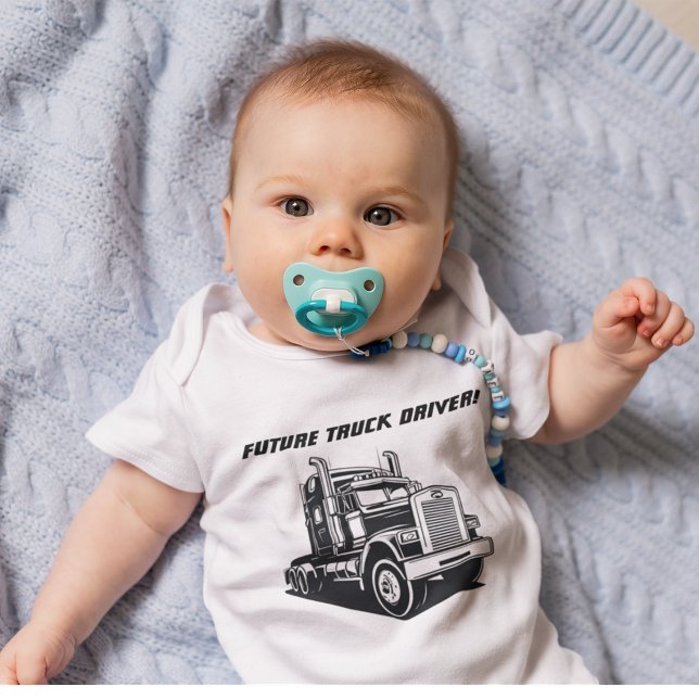 Body Para Bebê Futuro Equipamento Engraçado De Condutor De Caminh (adorable truck driver themed baby shirt. "Future truck driver")