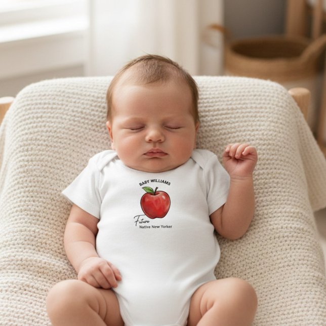 Body Para Bebê Futuro Nova-iorquino Nativo Bebê da Grande Maçã (Personalized baby creeper from the NYC Locally Grown Baby Shower collection by Darling & May)