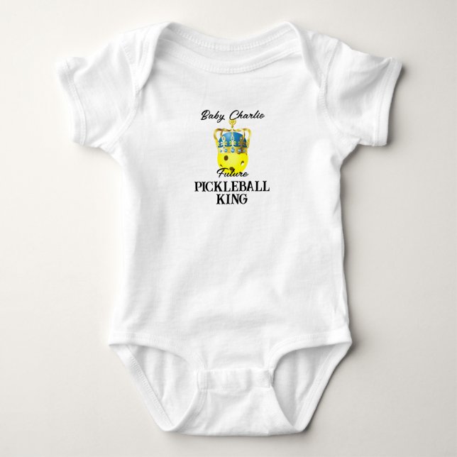 Body Para Bebê Futuro Pickleball King Yellow Baby Personalizado (Frente)