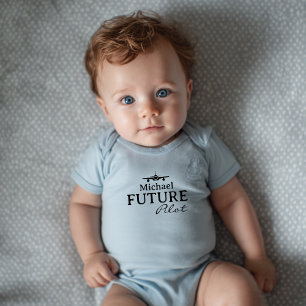 Body Para Bebê Futuro Piloto Avião Azul Personalizado Bebê Menino