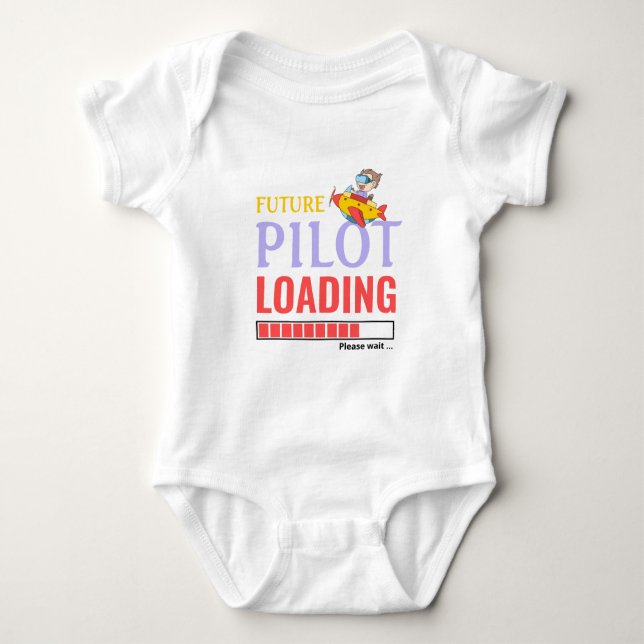 Body Para Bebê Futuro Piloto Carregando Unisex Personalizado Engr (Frente)