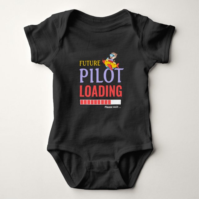 Body Para Bebê Futuro Piloto Carregando Unisex Personalizado Engr (Frente)