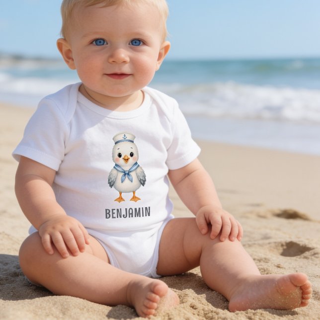 Body Para Bebê Gaivota Bebê Fofa Personalizada (Criador carregado)