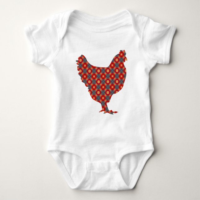 Body Para Bebê Galinha moderna Funky (Frente)