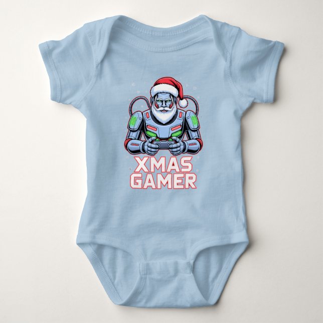 Body Para Bebê Gamer Christmas Gifts Cyber Santa Robot Xmas Gamer (Frente)