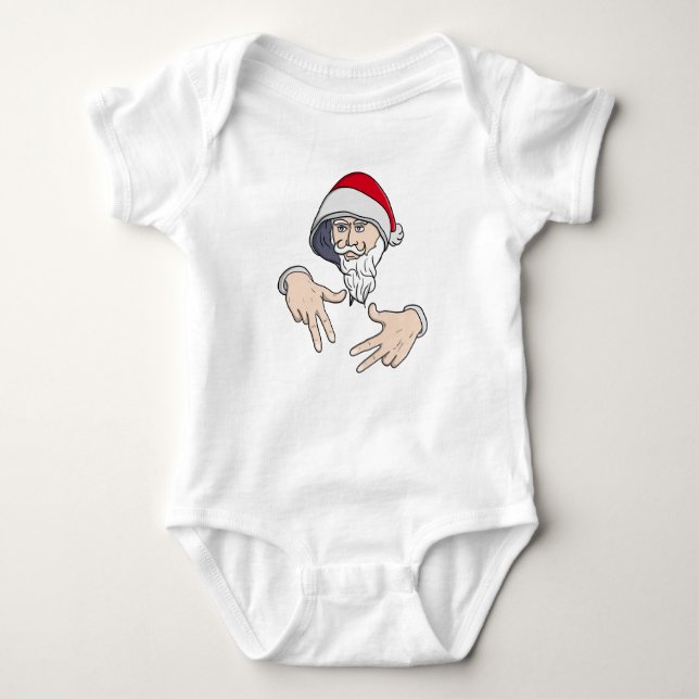 Body Para Bebê Gangsta legal Hip Hop Hand Rap Santa Claus (Frente)